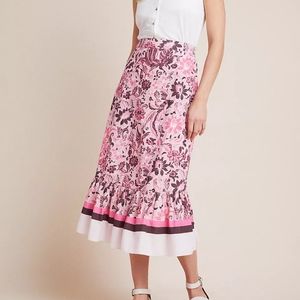 Anthropologie | Denovo Flounced Midi Skirt